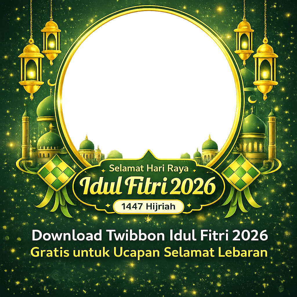 Twibbon Idul Fitri 2026 - Twibbon1 - Desain emas dan merah SMKN 19 Jakarta