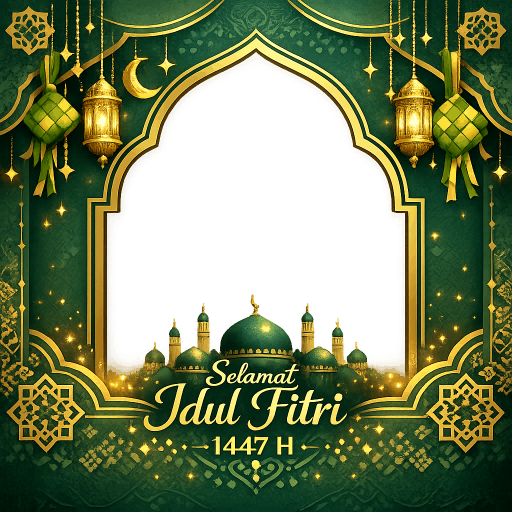 Twibbon Idul Fitri 2026 - Twibbon10 - Desain emas dan merah SMKN 19 Jakarta