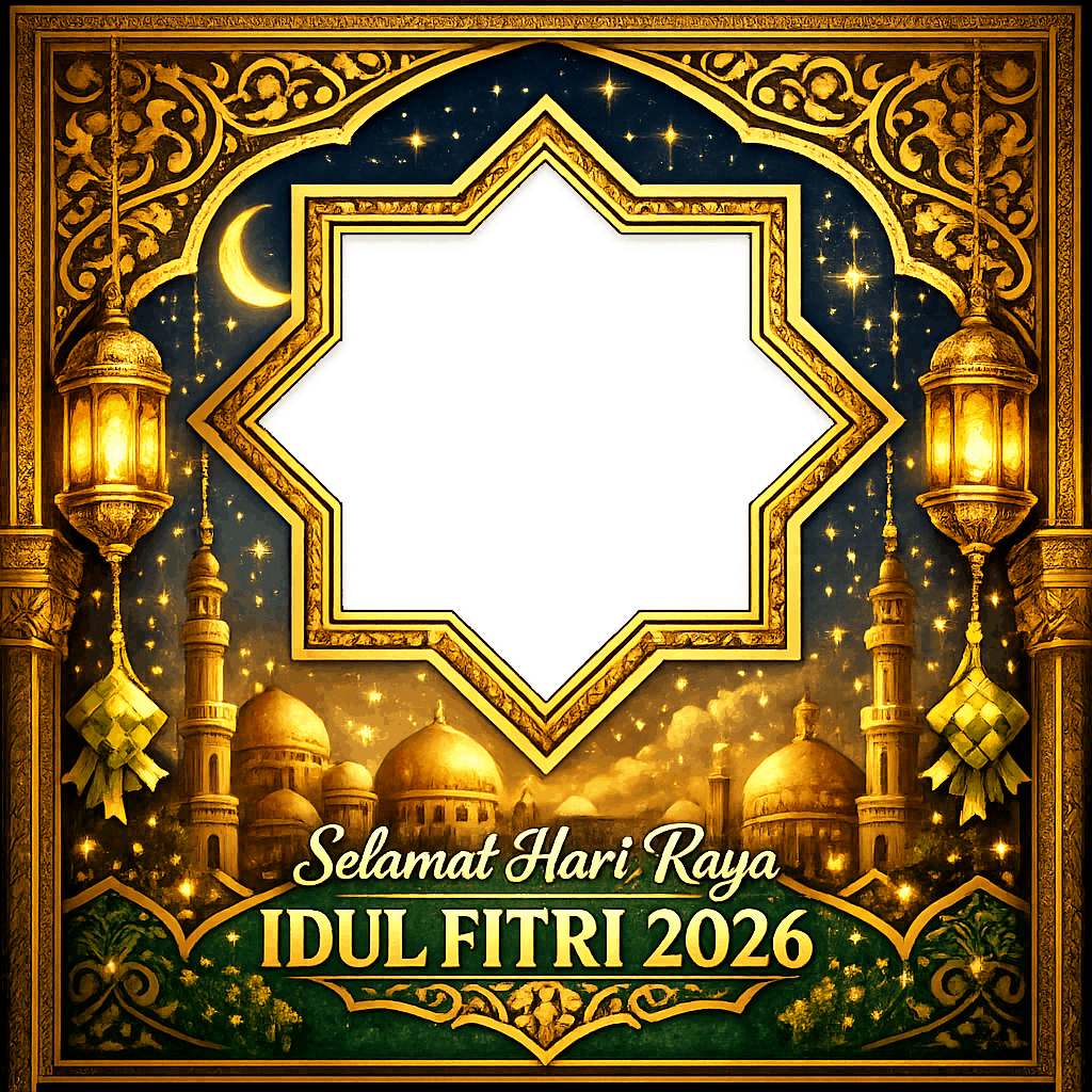 Twibbon Idul Fitri 2026 - Twibbon11 - Desain emas dan merah SMKN 19 Jakarta