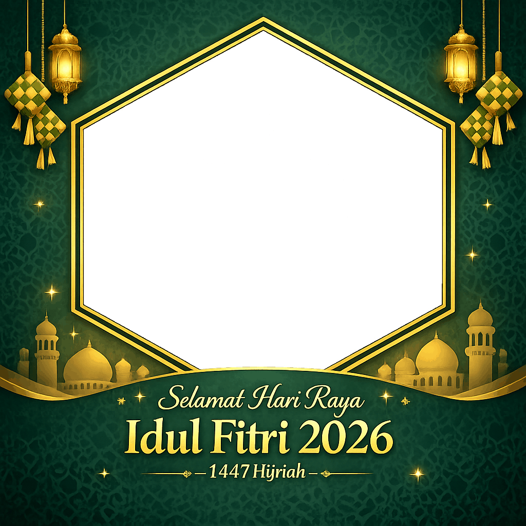 Twibbon Idul Fitri 2026 - Twibbon15 - Desain emas dan merah SMKN 19 Jakarta