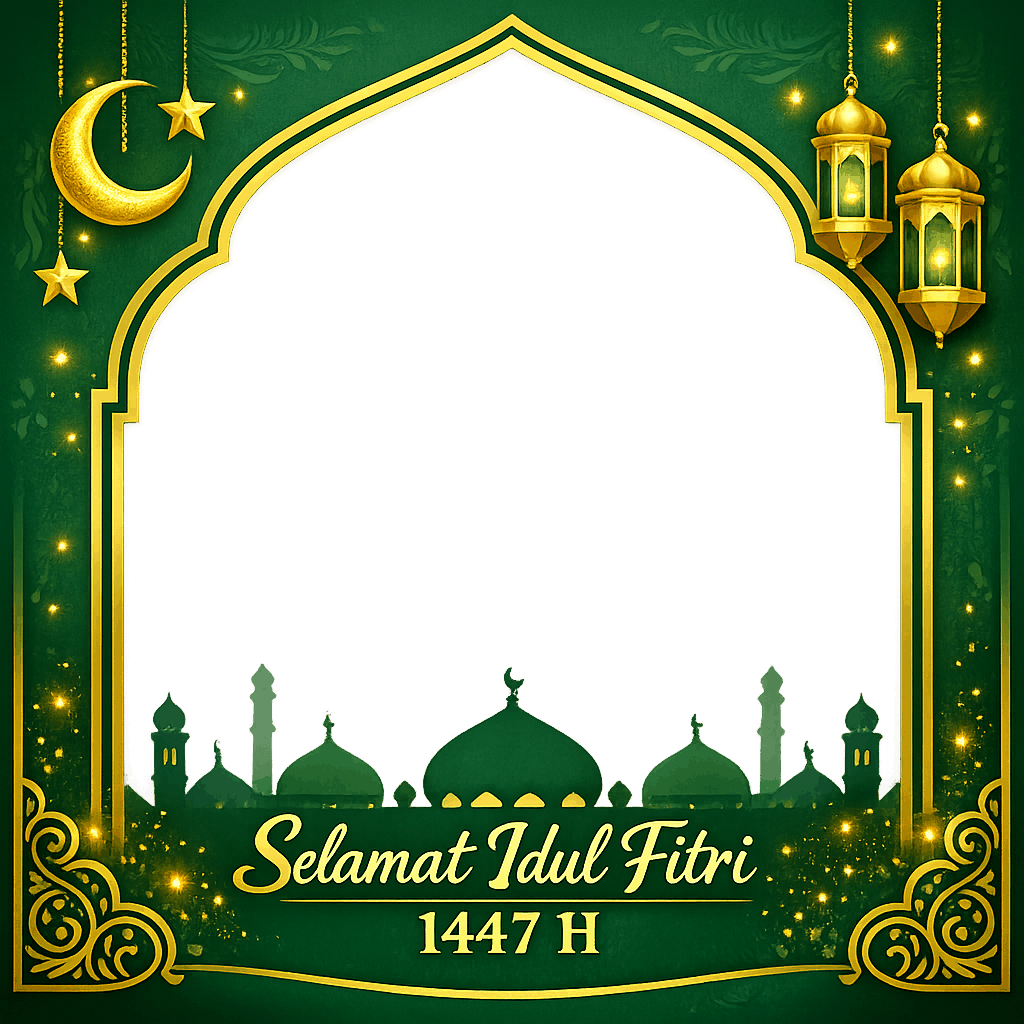 Twibbon Idul Fitri 2026 - Twibbon16 - Desain emas dan merah SMKN 19 Jakarta