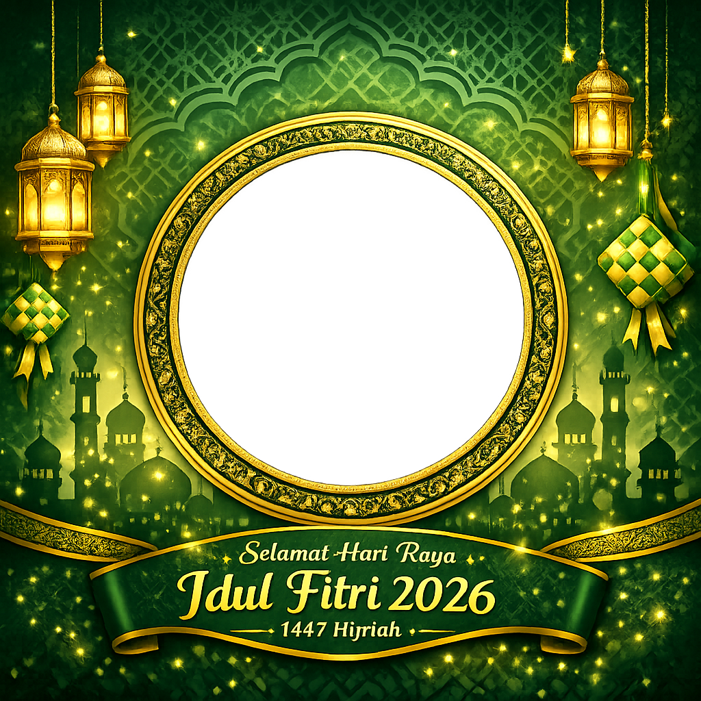 Twibbon Idul Fitri 2026 - Twibbon2 - Desain emas dan merah SMKN 19 Jakarta