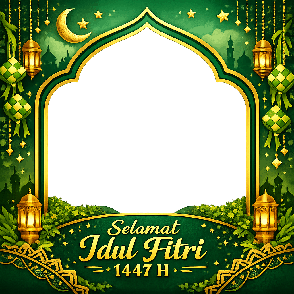 Twibbon Idul Fitri 2026 - Twibbon20 - Desain emas dan merah SMKN 19 Jakarta