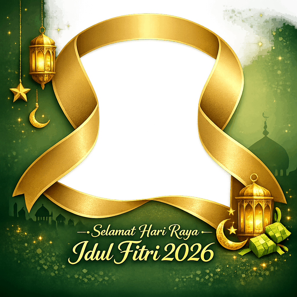 Twibbon Idul Fitri 2026 - Twibbon21 - Desain emas dan merah SMKN 19 Jakarta