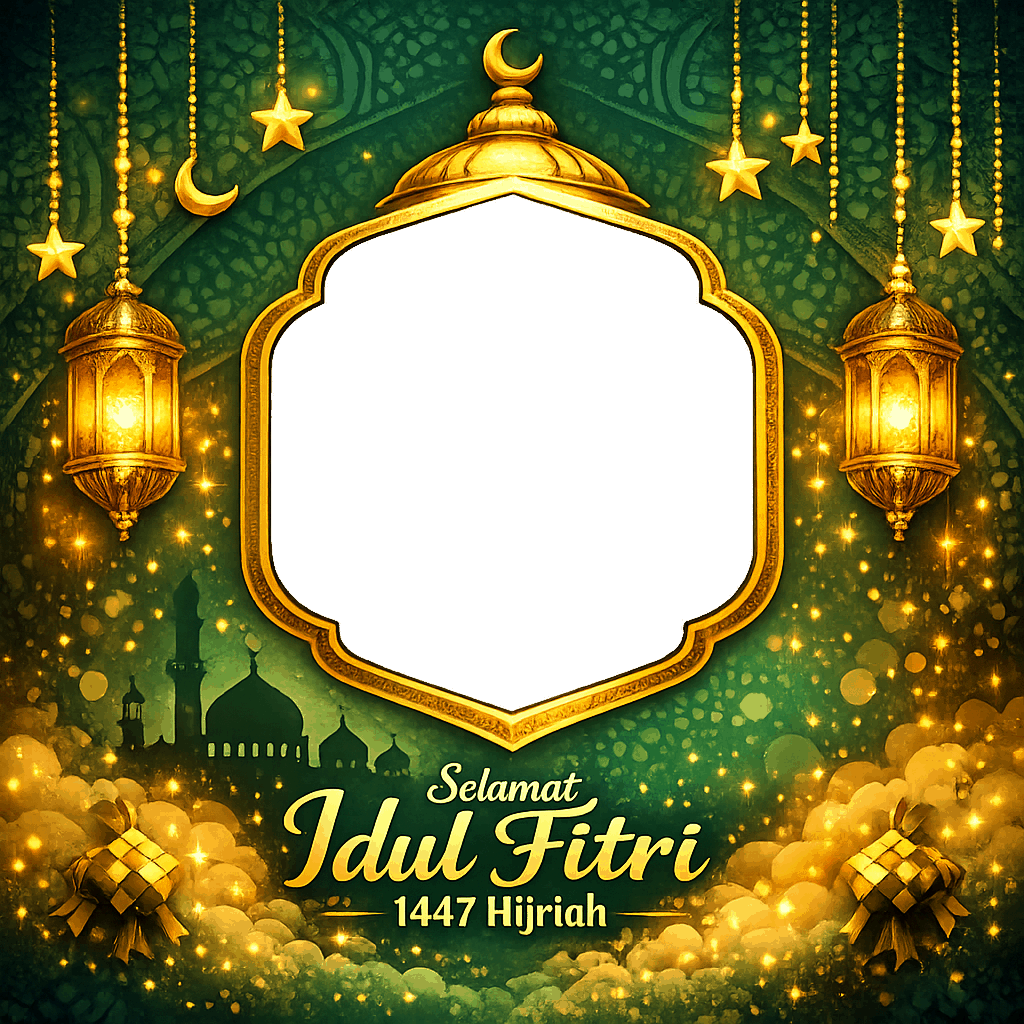 Twibbon Idul Fitri 2026 - Twibbon22 - Desain emas dan merah SMKN 19 Jakarta