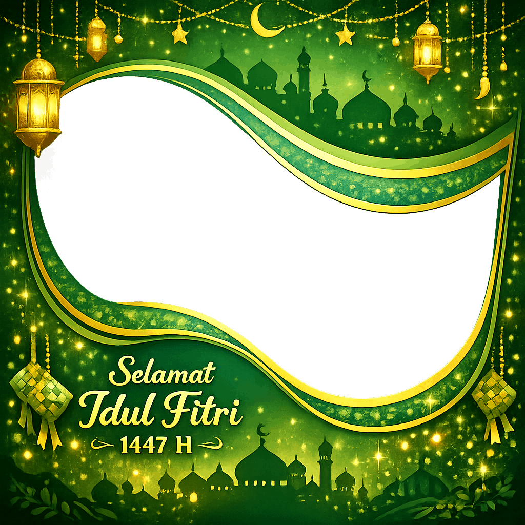 Twibbon Idul Fitri 2026 - Twibbon24 - Desain emas dan merah SMKN 19 Jakarta