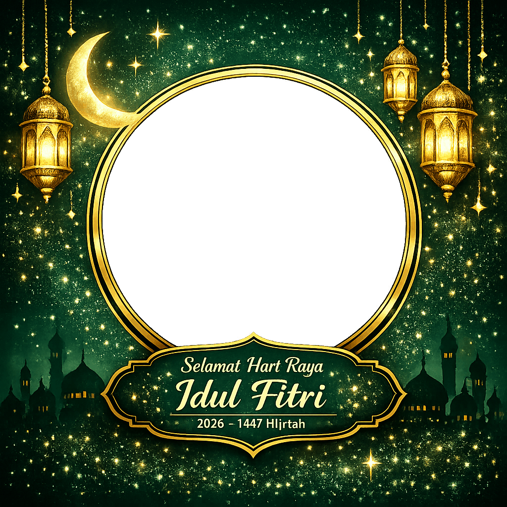 Twibbon Idul Fitri 2026 - Twibbon3 - Desain emas dan merah SMKN 19 Jakarta