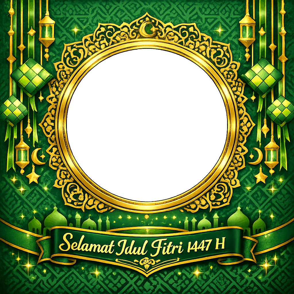 Twibbon Idul Fitri 2026 - Twibbon4 - Desain emas dan merah SMKN 19 Jakarta