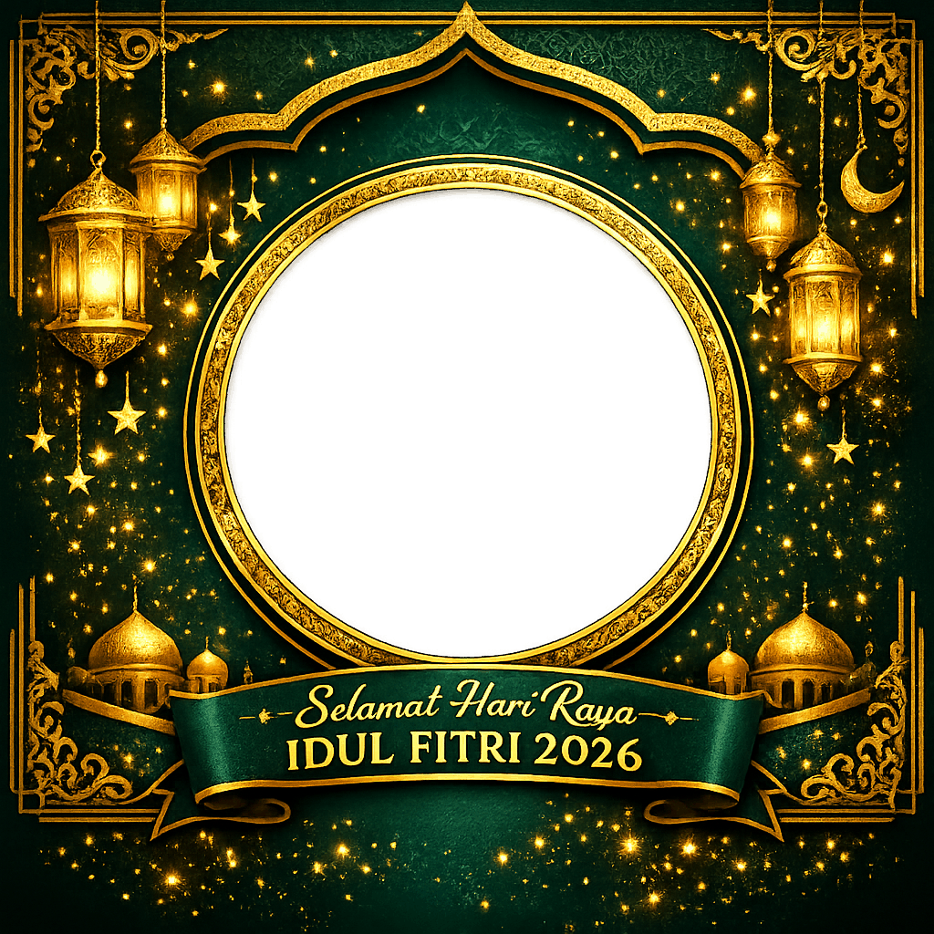 Twibbon Idul Fitri 2026 - Twibbon7 - Desain emas dan merah SMKN 19 Jakarta