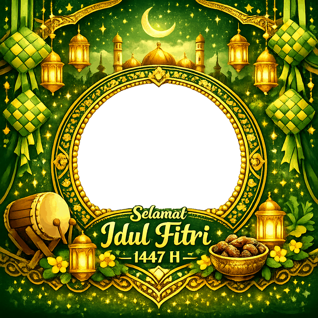 Twibbon Idul Fitri 2026 - Twibbon8 - Desain emas dan merah SMKN 19 Jakarta