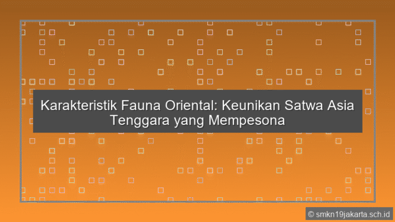 Karakteristik Fauna Oriental Adalah