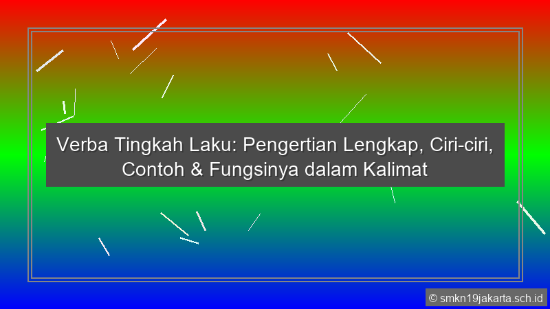 Verba Tingkah Laku Adalah