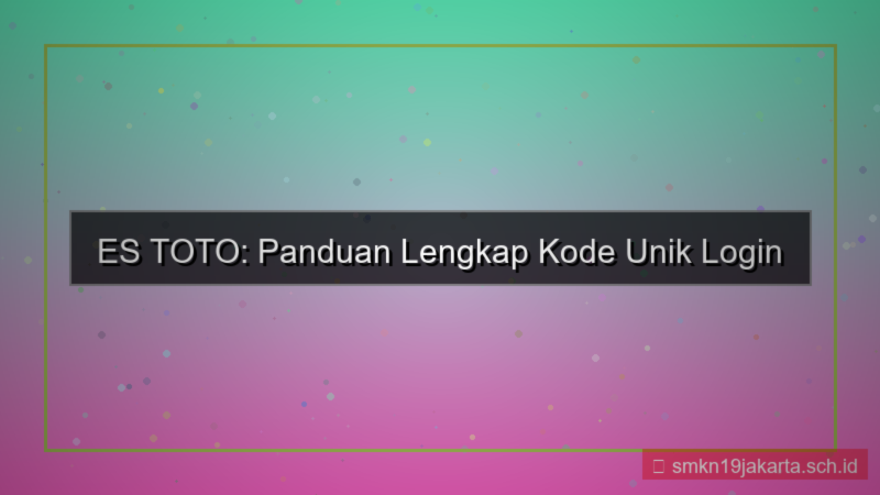 ES TOTO kode unik login