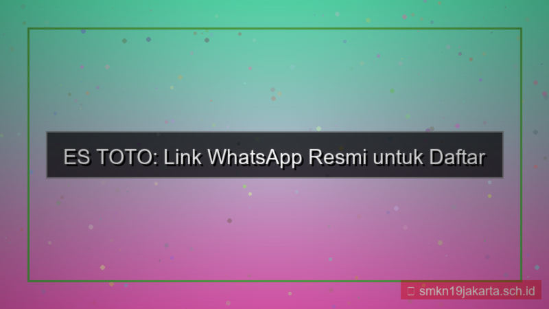 ES TOTO link whatsapp daftar