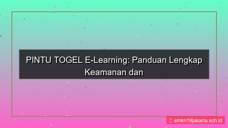 PINTU TOGEL e learning pintutogel