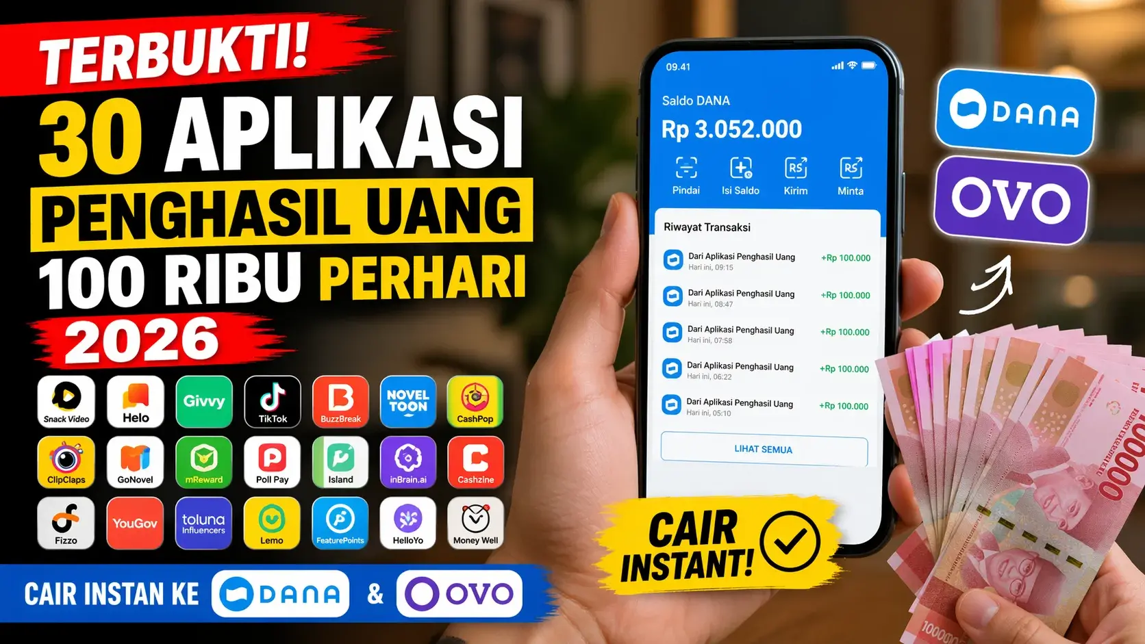 HARI INI! 35 Aplikasi Penghasil Uang 100 Ribu per Hari 2026 – Terbukti Bayar Langsung ke DANA & OVO